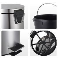 Poubelle en métal avec seau intérieur amovible, poubelle ronde en acier inoxydable avec couvercle à fermeture douce