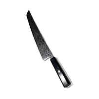Couteau à trancher le jambon droitier à manche en bois, lame moderne de 24-25 pouces, compatible lave-vaisselle, ensemble de couteaux professionnels japonais en acier Damas laser