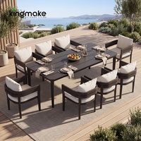 Ensemble de jardin moderne en aluminium, mobilier de salle à manger de patio durable, table et chaises de luxe pour l'extérieur, mobilier d'extérieur pour hôtel