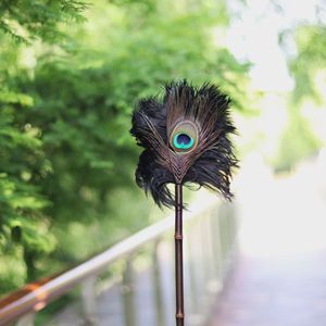 Peacock Feather Duster Bamboo Handle 19in Soft Furniture Dusting Tool Decorative Ornament Personal Gift - Product Image 3