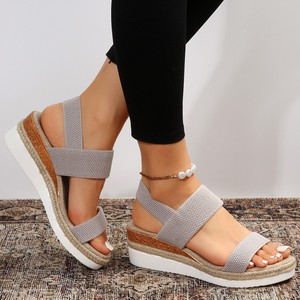 Sandali da donna <span class=keywords><strong>con</strong></span> suola spessa, elastici, da spiaggia, stile romano, <span class=keywords><strong>con</strong></span> fibbia singola, comodi e casual - Product Image 3