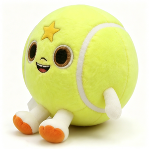 Peluche Personalizado de Pelota de Tenis, Adorable Juguete de Peluche Amarillo con Bordado de Estrella, Brazos y Piernas - Product Image 1
