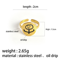 Bague OEM en acier inoxydable plaqué or 18 carats, motif personnage de dessin animé, style Hip-Hop, amusante, pour homme et femme, avec motif doigt d'honneur