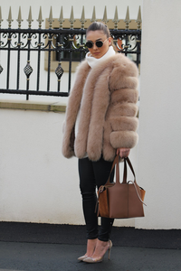 Manteau de fourrure de renard noir pour femme, pardessus russe, vêtement d'extérieur, fantaisie, à la mode - Product Image 6