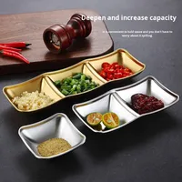 Plat carré en acier inoxydable 304, écologique, de qualité alimentaire, doré, style coréen, pour sauces, trempettes et assaisonnements de fondue