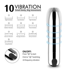 USB Rechargeable 10-Speed <b>Vibrating</b> Bullet <b>Vibrator</b> for Women with Clitoral & G-Spot Stimulation - Product Image 4