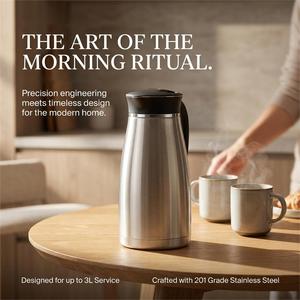 Buffet Stainless Steel Thermal Carafe Vacuum Insulated Coffee Tea Server <b>Jug</b> with Handle - Product Image 2