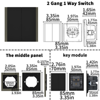 Interruptores y Enchufes de Pared WESA Ultrafinos con Botón Pulsador EU 1/2/3 Vías, Enchufe de Alimentación de 1 Vía, Combinación Libre, Diseño Moderno de Lujo