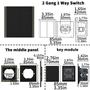 Interruptores y Enchufes de Pared WESA Ultrafinos con Botón Pulsador EU 1/2/3 Vías, Enchufe de Alimentación de 1 Vía, Combinación Libre, Diseño Moderno de Lujo - Product Image 6