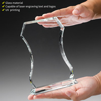Trophée en verre personnalisé gravé au laser avec logo, texte et image sur mesure – Plaque de récompense pour entreprise et cérémonie de remise des diplômes