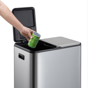 Thùng rác inox 60L hai ngăn có bàn đạp, thùng phân loại rác nhà bếp, thùng chứa rác trong nhà - Product Image 3