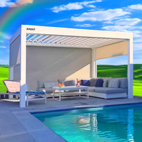 SINGOEntièrement automatique persiennes toit étanche Pergola aluminium aluminium MDF rétractable Flips moderne extérieur quatre saisons configuration