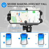 Support de téléphone pour moto à 8 griffes, antichoc, anti-vibration, fixation sur guidon avec pare-soleil, antivol, réglable à 360°