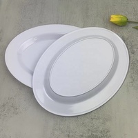 Assiette ovale en mélamine incassable, personnalisable, vierge, grande taille, pour restaurant, vente en gros