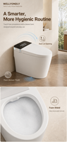 WC intelligent monobloc moderne avec chasse d'eau automatique par capteur, bidet intégré, télécommande, à poser au sol, en céramique