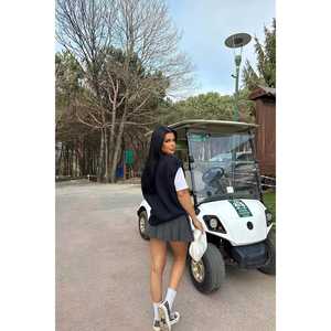 Sudadera sin mangas para mujer, color azul marino, con bordado de camuflaje y letras, forro de seda, para la temporada de otoño - Product Image 1