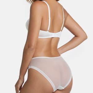 Ensemble de lingerie sexy en dentelle brodée sans rembourrage pour femmes, ultra-fin, 2 pièces, soutien-gorge et culotte - Product Image 6