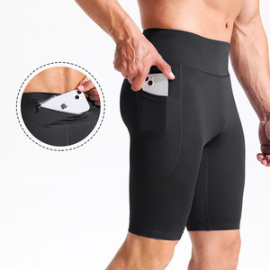 Pantaloncini da basket a compressione ad asciugatura rapida da uomo, pantaloni da maratona a cinque punti <span class=keywords><strong>con</strong></span> tasca posteriore, pantaloncini attillati in seta ghiacciata per la corsa - Product Image 1