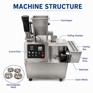 Máquinas Multifuncionales para Hacer Bocadillos de Arroz Inflado y Maíz, Extrusora de Maíz, Máquina para Elaborar Bocadillos - Product Image 4