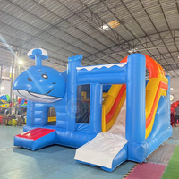 Château gonflable commercial thème baleine bleue pour enfants avec toboggan, idéal pour fêtes et événements, jouets de saut et de rebond