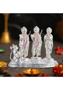 Silver Plated 24k <b>Gold</b> Plated Ram Darbar Idol Lord Rama Sita Lakshman Hanuman Religious <b>Statue</b> Handmade for Tabletop Home Office - Product Image 6