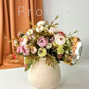 EV Hot Sale 13 Köpfe Rosa bunte Seide Tee Rose künstliche Blume Bulk für Hochzeits dekorationen - Product Image 3