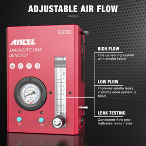 Probador de Fugas de Humo Profesional ANCEL S3000 con Manómetro y Medidor de Flujo para Autos de 12V - Product Image 3
