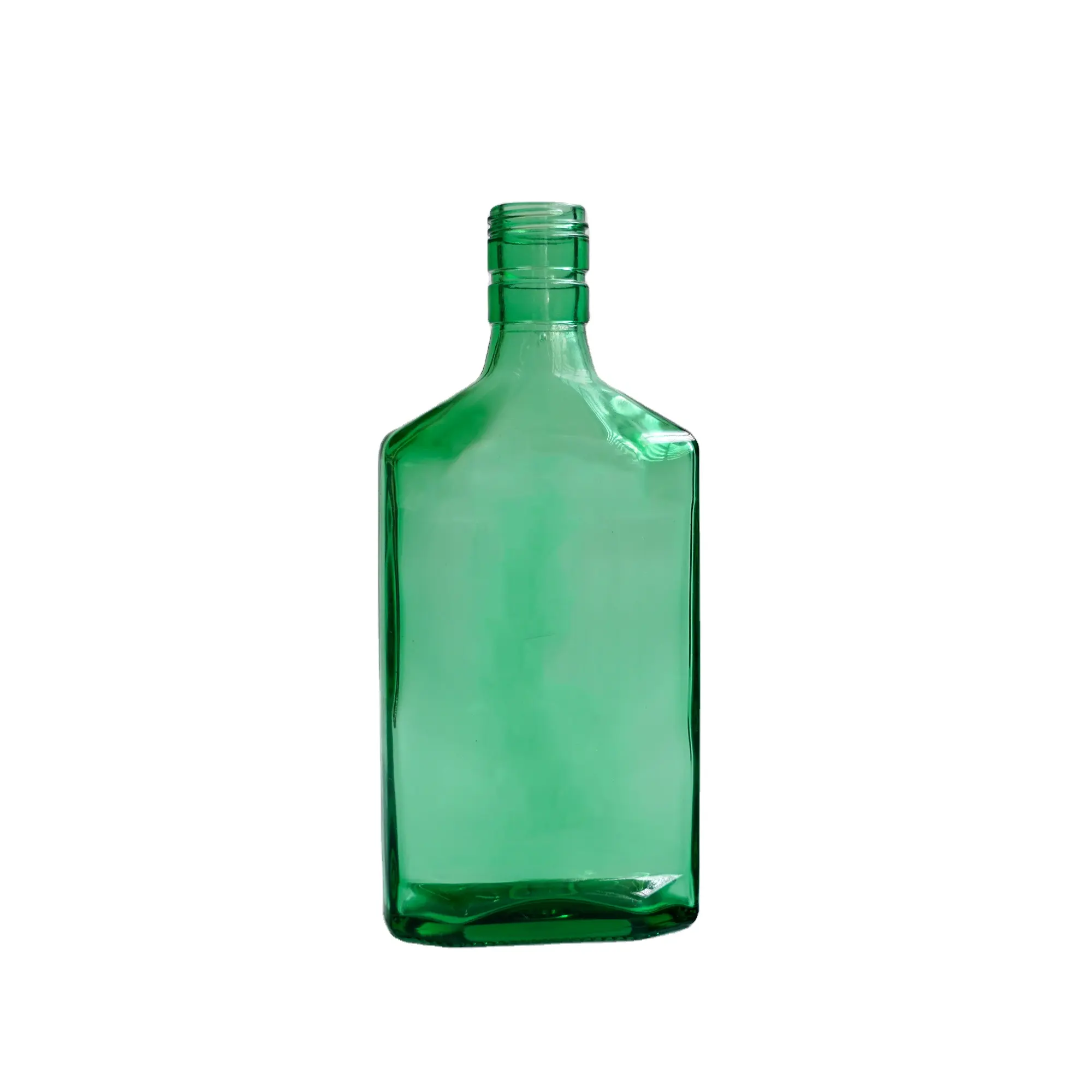 375ml green flat glass bottle glass wine bottle packaging for alcohol liquor vodka whiskey liqueur tequila gin flat bottle