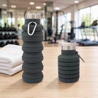 Bouteille d'eau pliable en silicone écologique avec mousqueton 500 ml – Gourde portable à boire directement pour l'escalade en extérieur