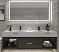 Meuble mural de salle de bain moderne de haute qualité avec évier et poignée, facile à nettoyer, avec robinet et miroir, directement de l'usine