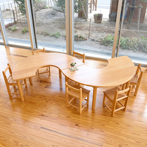 Juego de Mesa y Silla Infantil de Madera Maciza, Forma de Luna Curva, Muebles Montessori <span class=keywords><strong>para</strong></span> <span class=keywords><strong>Preescolar</strong></span>, Jardín de Infancia, Actividades Escolares, Cocina - Product Image 1
