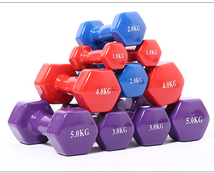 High Quality Gym Home Colorful Exercise Hexagonal Vinyl Cast Iron <b>Weight</b> Colorful Neoprene Coated PVC Dumbbells Set - Product Image 6