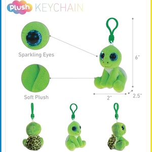 Porte-clés en peluche tortue de mer verte aux grands yeux étincelants, animal marin en peluche doux, breloque décorative en peluche - Product Image 2