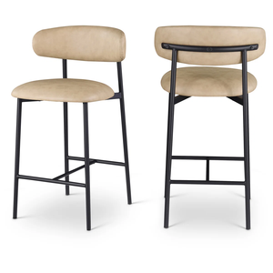 Tabouret <span class=keywords><strong>de</strong></span> bar en cuir <span class=keywords><strong>de</strong></span> hauteur <span class=keywords><strong>de</strong></span> comptoir d'élégance contemporaine avec cadre en métal à base rectangulaire pour îlots <span class=keywords><strong>de</strong></span> cuisine bar à la maison - Product Image 2