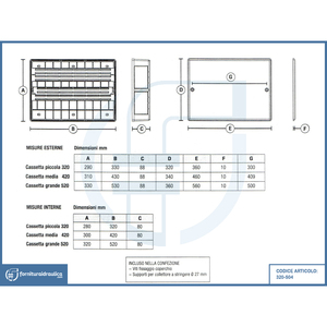 Scatola di Distribuzione in Plastica per Attrezzature Ausiliarie 320x280x80mm - Product Image 3
