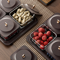 Plateau de rangement pour bonbons aux fruits secs avec couvercle, design carré, nouveau style chinois, pour table basse de salon, haut de gamme, exquis et léger