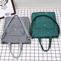 Sac fourre-tout décontracté en velours côtelé pour femme avec motif lettres, grand sac à bandoulière et fermeture éclair pour le shopping