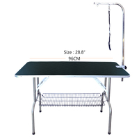 Table de toilettage pour animaux de compagnie rectangulaire noire de luxe en acier inoxydable avec logo personnalisé, pliable, réglable, 110 cm, sans tremblement, pour chiens