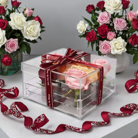 Boîte Cadeau Carrée Haut de Gamme en Acrylique Moderne Multifonctionnelle pour Mariage, Conteneur Vide pour Fleurs, Idéale pour Meilleurs Amis, Nouvel An, Saint-Valentin