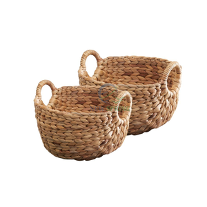 Cestas de almacenamiento de jacinto de agua hechas en Vietnam con asas para decoración del hogar y compras de regalos - Product Image 4