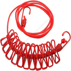 Tendedero Portátil al por Mayor con 12 Pinzas, Cuerda Elástica para Tender Ropa en el Jardín y Exteriores - Product Image 3