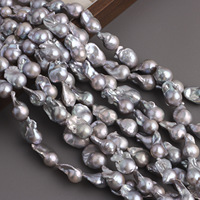 Perles baroques d'eau douce cultivées grises, queue de sirène, 13-15 x 18-25 mm environ. Fil de 40 cm pour bijoux volumineux