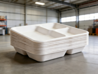 Assiettes jetables compostables en pulpe de papier pour service à emporter