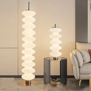 Diseño en tándem contemporáneo cromo ópalo blanco LED decoración del hogar bola moderna cristal cabecera dormitorio estudio diseñador lámpara de pie