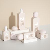 Nouvel Ensemble d'Emballages Cosmétiques en Verre Rose : Bouteilles et Pots Carrés Plats Vides Personnalisés pour Soins de la Peau en Gros