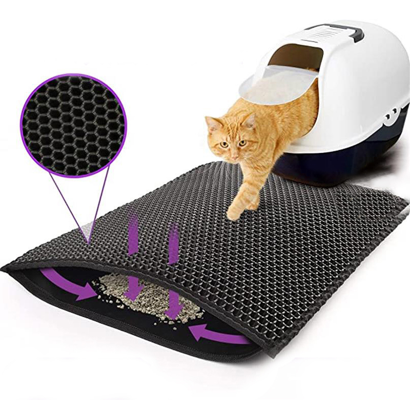 custom detachable waterproof double layer eco friendly eva pet cat sand litter trapper clean toilet mat pad