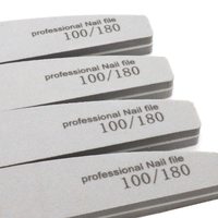 Vente en gros de limes à ongles en éponge demi-lune grises à double face, grain 100/180, lavables, outils professionnels de beauté pour la manucure