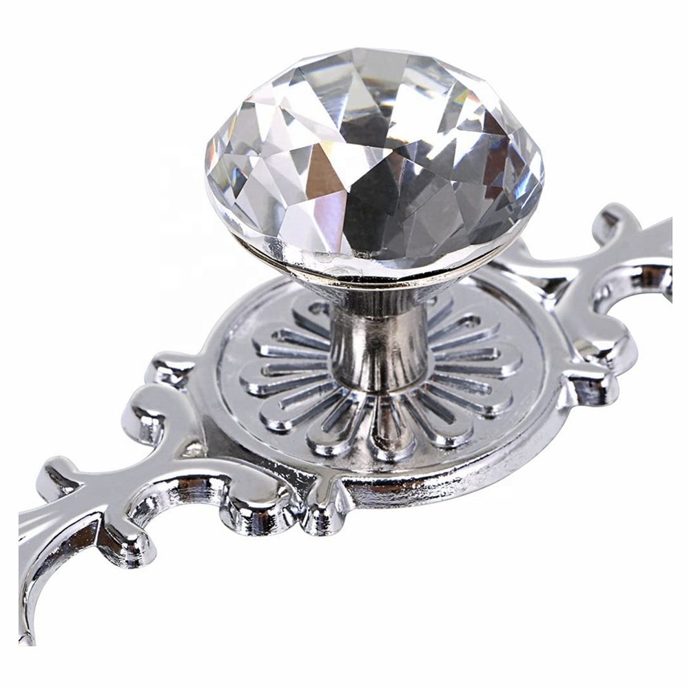 Cabinet Knobs 30mm Drawer Pulls Handles Diamond Shape Crystal Glass Pull Handle Kitchen Door Wardrobe Hardware