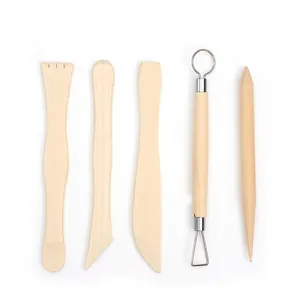 Bo Yi Xuan 5 sets of wooden handle pottery clay sculpture carving tools