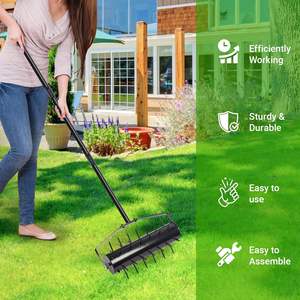 Aérateur <span class=keywords><strong>de</strong></span> pelouse à roulettes robuste - Rouleau à pointes avec long manche pour l'entretien des pelouses et des jardins - Product Image 6